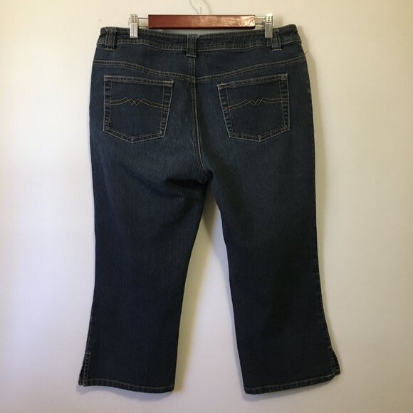 Contrast Jeans Dark Navy Blue Denim Capris - Picture 2 of 16